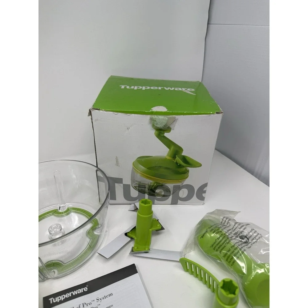 NIB Tupperware Quick Chef Pro System - Food Processor,Salad Spinner, Chop, Green